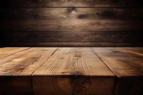 Una Mesa De Madera Con Una Plantilla De Fondo Oscuro Simula La