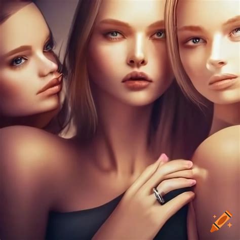 Three Women A Brunette A Blonde Perfect Lighting And Photorealistic