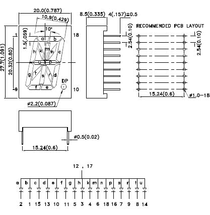 16 segment display datasheet interpretation - Electrical Engineering Stack Exchange