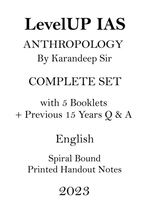 Levelup Ias Full Set Anthropology Optional Printed Notes By Karandeep