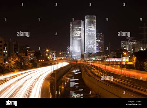 The Tel Aviv Night City Stock Photo Alamy