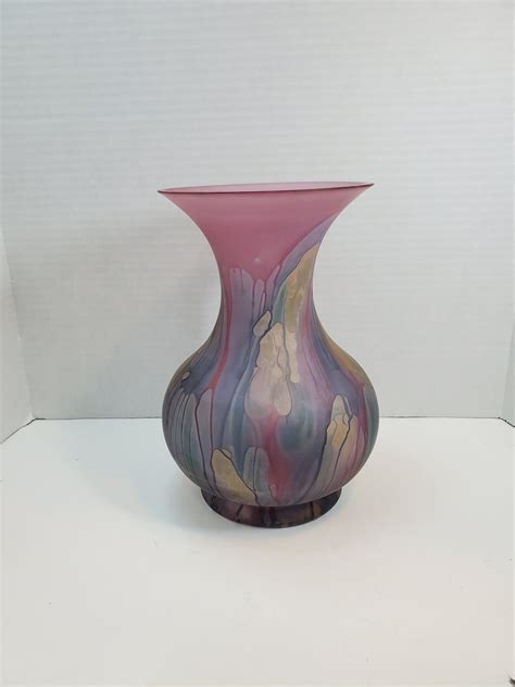 Nouveau Art Glass Hand Painted By Rueven 105 Vase Usa Etsy