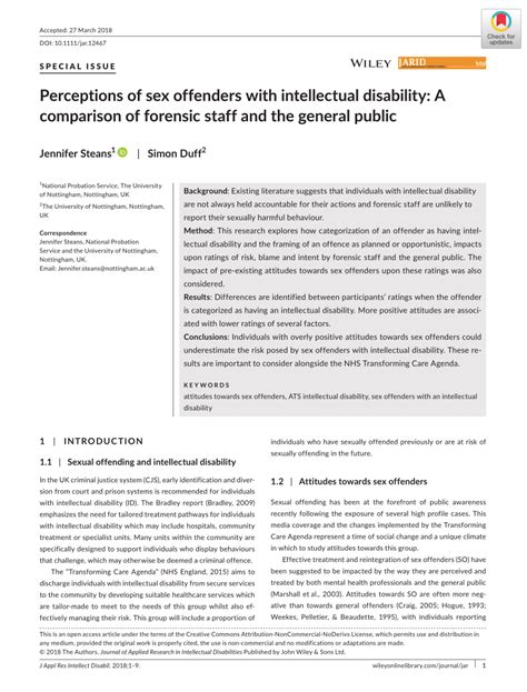 Pdf Perceptions Of Sex Offenders With Intellectual Disability A