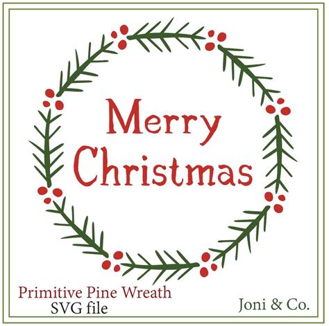 Primitive Christmas Svg Primitive Wreath Svgtarjetas De Etsy