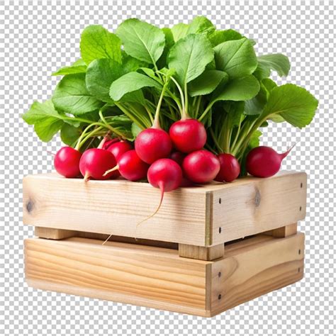 Wooden Box Radish Transplant Background Premium Ai Generated Psd