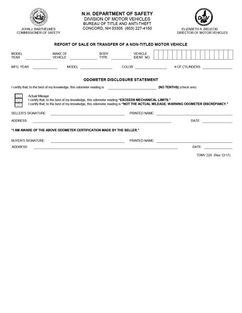 New Hampshire Bill Of Sale Form Templates Free Samples Pandadoc