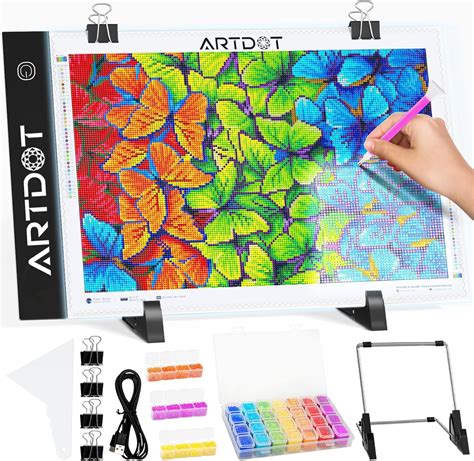 ARTDOT Tablette Lumineuse A4 Pour Broderie Diamant Luminosité Réglable