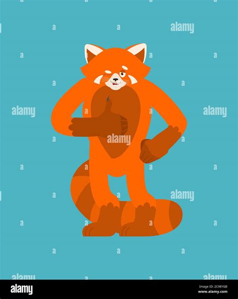 Red Panda Thumbs Up And Winks Emoji Wild Animal Happy Emoji Vector