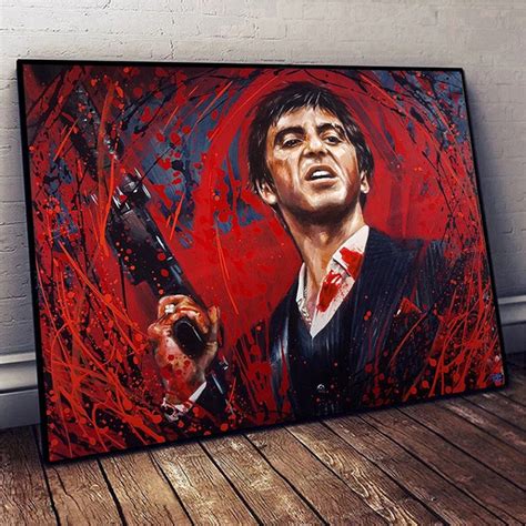 Graffiti Tony Montana Poster Street Art Al Pacino Scarface Movie Canvas Print Painting Wall Art