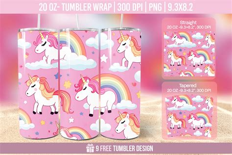 Unicorn Tumbler Wrap Sublimation Designs Graphic By Hassanaasi