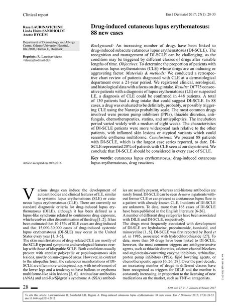 Drug Induced Cutaneous Lupus Erythematosus 88 New Cases Background