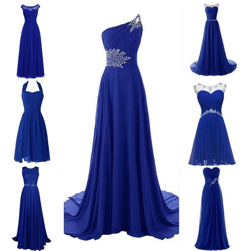 New Royal Blue Plus Size Chiffon Wedding Bridesmaid Dress Evening