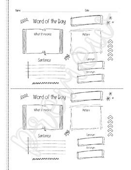 Word of the Day Worksheet by One Bilingual Teacher | TPT