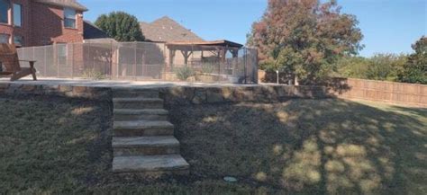 Cross Tie Replacement Retaining Wall And Cedar Fence In Carrollton