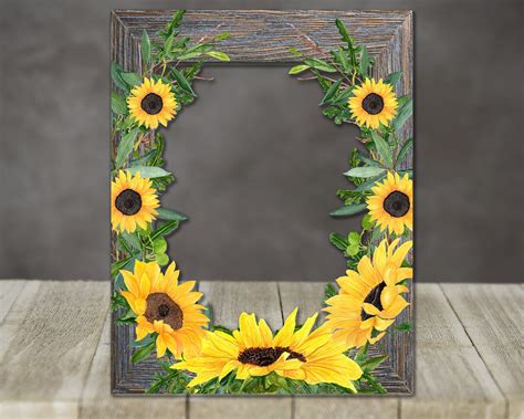 Hardboard 8x10 Photo Frame Sunflower And Faux Wood Sublimation Etsy