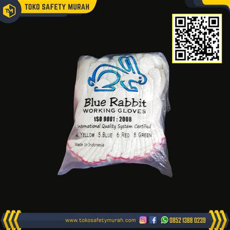 Sarung Tangan Kerja Kain Katun Putih Rajut Benang Blue Rabbit B