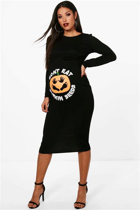 Womens Maternity Pumpkin Halloween Bodycon Dress Boohoo Uk