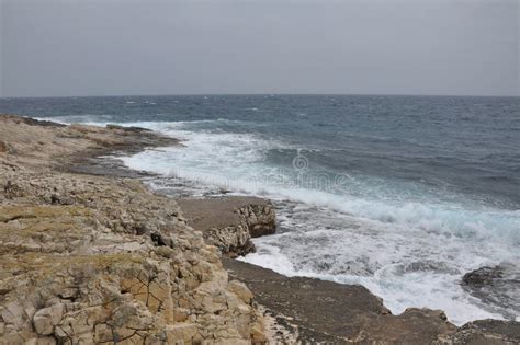 Dramatic Seascape Storm In The Ocean Big Waves Hitting The Rocks Big