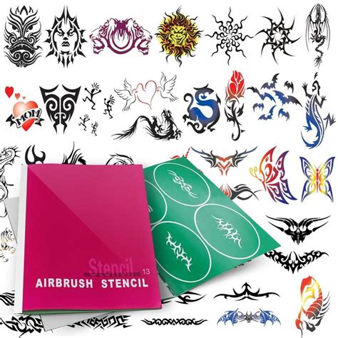 Book 13 Temporary Tattoo Airbrush Stencil Book Tattoo Templates