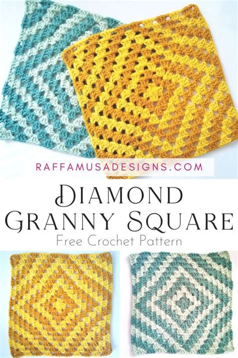 Crochet Diamond Granny Square With Video Tutorial RaffamusaDesigns