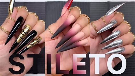 01 10 SUPER LONG Stiletto Acrylic Nail Art Designs Tutorial Ideas