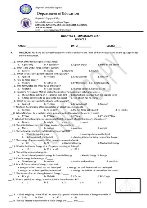 Summative Test G8 Pdf