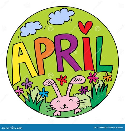 Color Example April Coloring Pages For Kids Stock Illustration