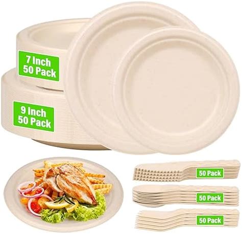 Amazon CURTA 350pcs Compostable Paper Plates Set Eco Friendly