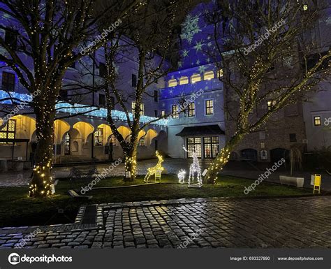 Szczecin Poland December 2023 Castle Pomeranian Dukes Szczecin Courtyard Festive – Stock ...