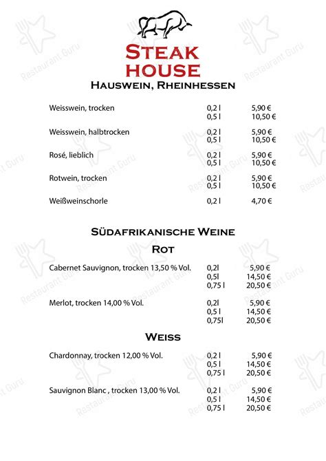 Speisekarte Von Steak House Im B Rgerhaus Steakhaus Espelkamp