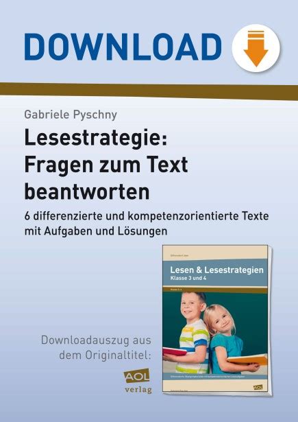 Lesestrategie Fragen Zum Text Beantworten