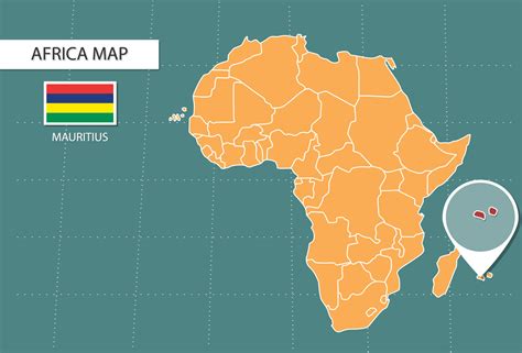 Mauritius Map In Africa Zoom Version Icons Showing Mauritius Location