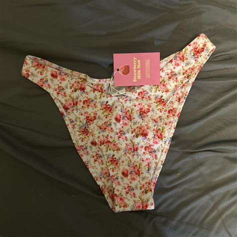 Frankies Bikinis Women S Pink And White Bikini And Tankini Bottoms Depop