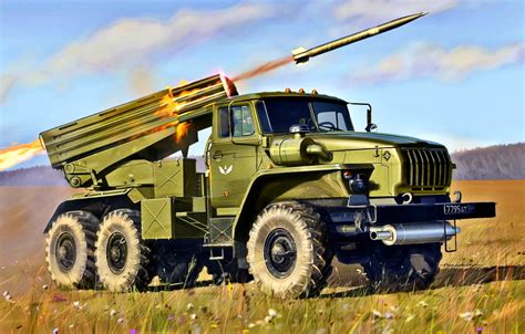 Обои ВС России, Советская, БМ-21, Реактивная система залпового огня ...