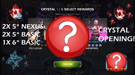 2x 5 Nexus Crystal 2x 5 Basic Crystal 1x 6 Basic Crystal Opening Marvel Contest Of