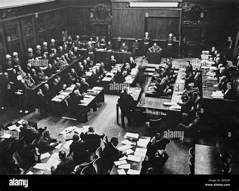 View Of The Courtroom During The Nuremberg Trials In The Context Of The