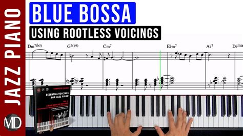 Blue Bossa Jazz Piano Solo Sheet Music Using Rootless Voicings