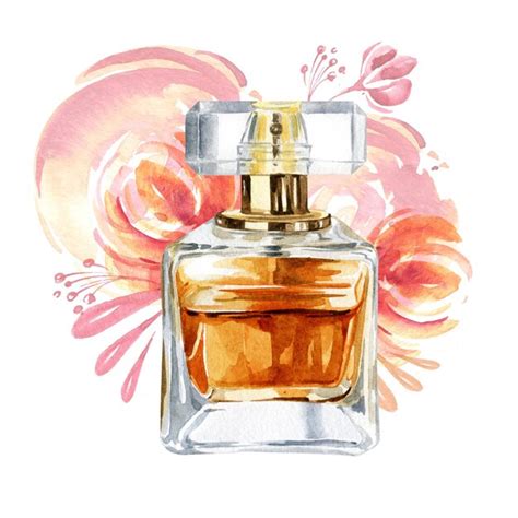 Premium Photo Watercolor Golden Vintage Perfume Glass Bottle Hand