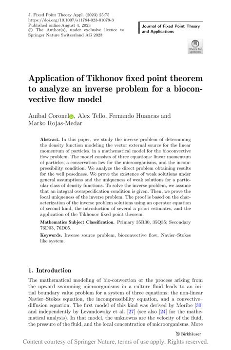 Application Of Tikhonov Fixed Point Theorem To Analyze An Inverse