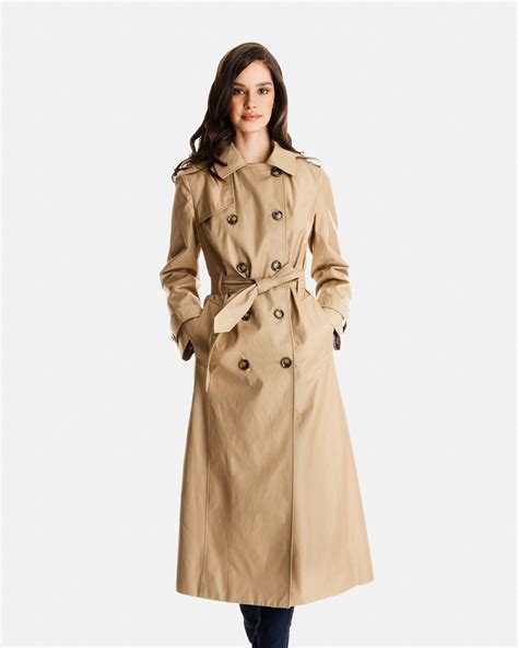 Claire Double Breasted Long Trench Coat With Detachable Hood Trench Coats Women Double