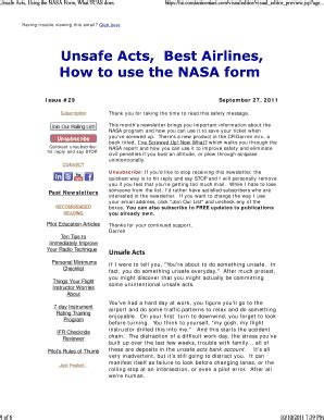 Fillable Online Unsafe Acts Using The Nasa Form What Tcas Does