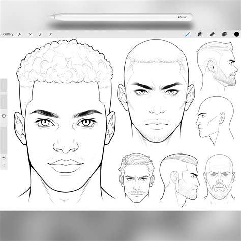 Artstation 100 Procreate Male Head Stamps Part 4 Procreate Men