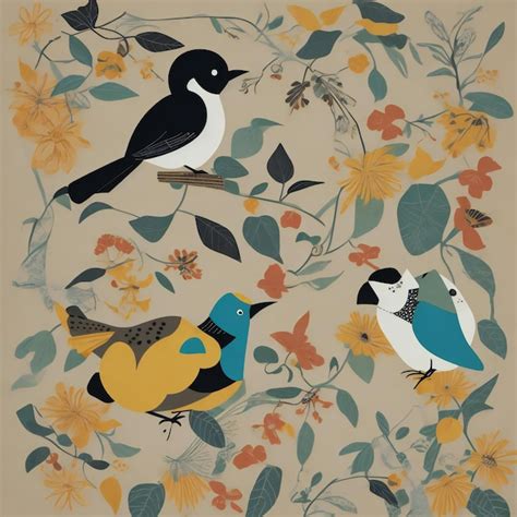 Premium Ai Image Bird Charley Harper Art