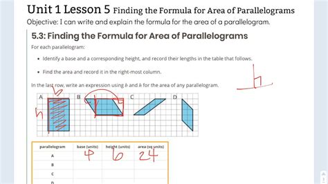 Illustrative Math 6th Grade Unit 1 Lesson 5 Finding The Formula For