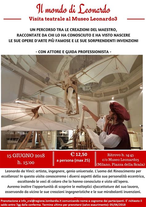 Visita Teatralizzata Museo Leonardo3 2018 Cral Regione Lombardia