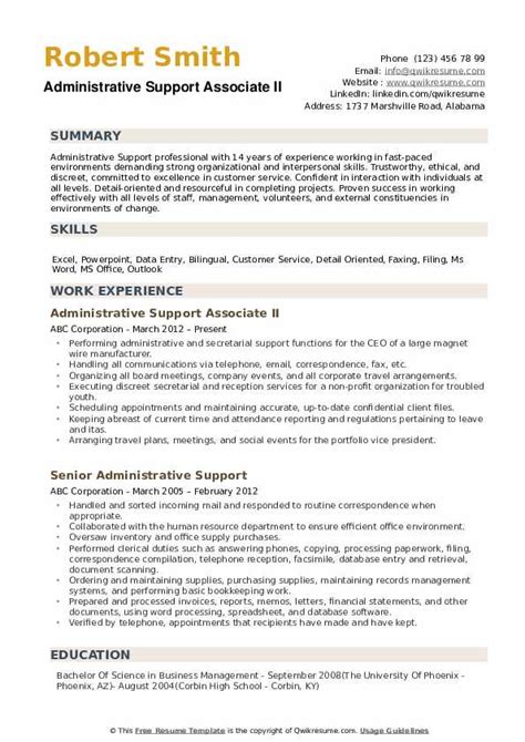 Administrative Support Resume Samples Qwikresume