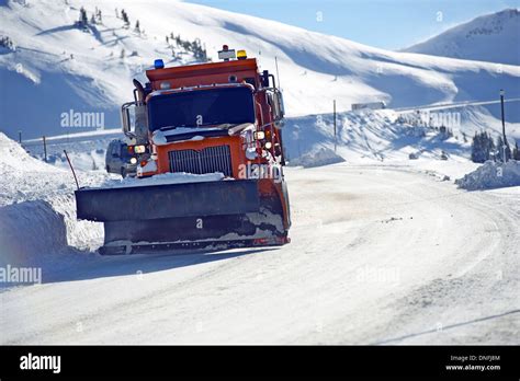 Snowplow Clearing Loveland Pass Road Colorado United States Stock