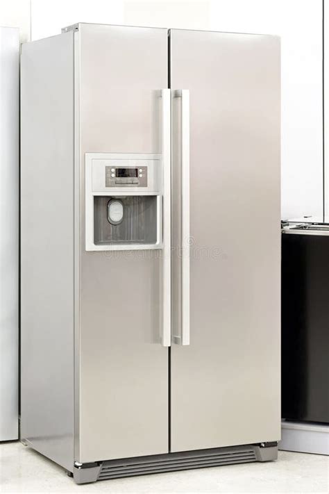 Silver fridge stock photo. Image of refrigerator, kitchen - 8049386