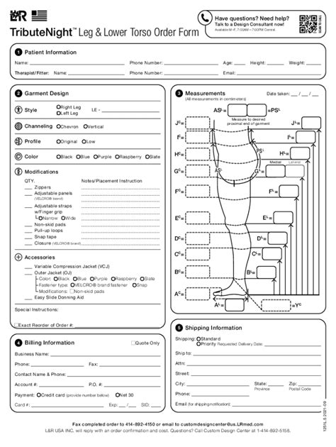 Fillable Online Lower Extremity Garments L R USA Fax Email Print