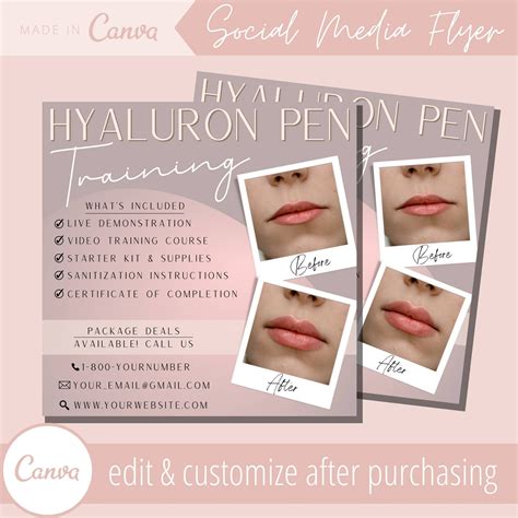 Hyaluron Pen Training Flyer Template Lip Filler Injection Class Flyers Posts Hyaluronic Acid